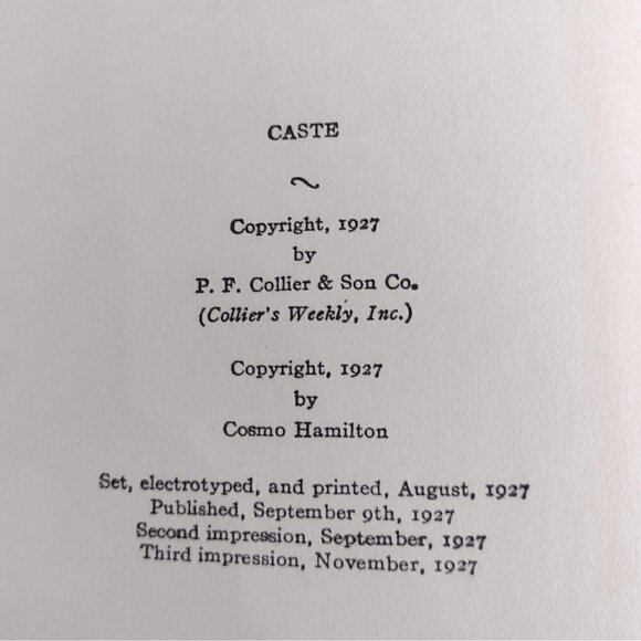 Vintage 1927 Caste By Cosmo Hamilton G.P. Putnams Sons Hardcover Book - Picture 10 of 11